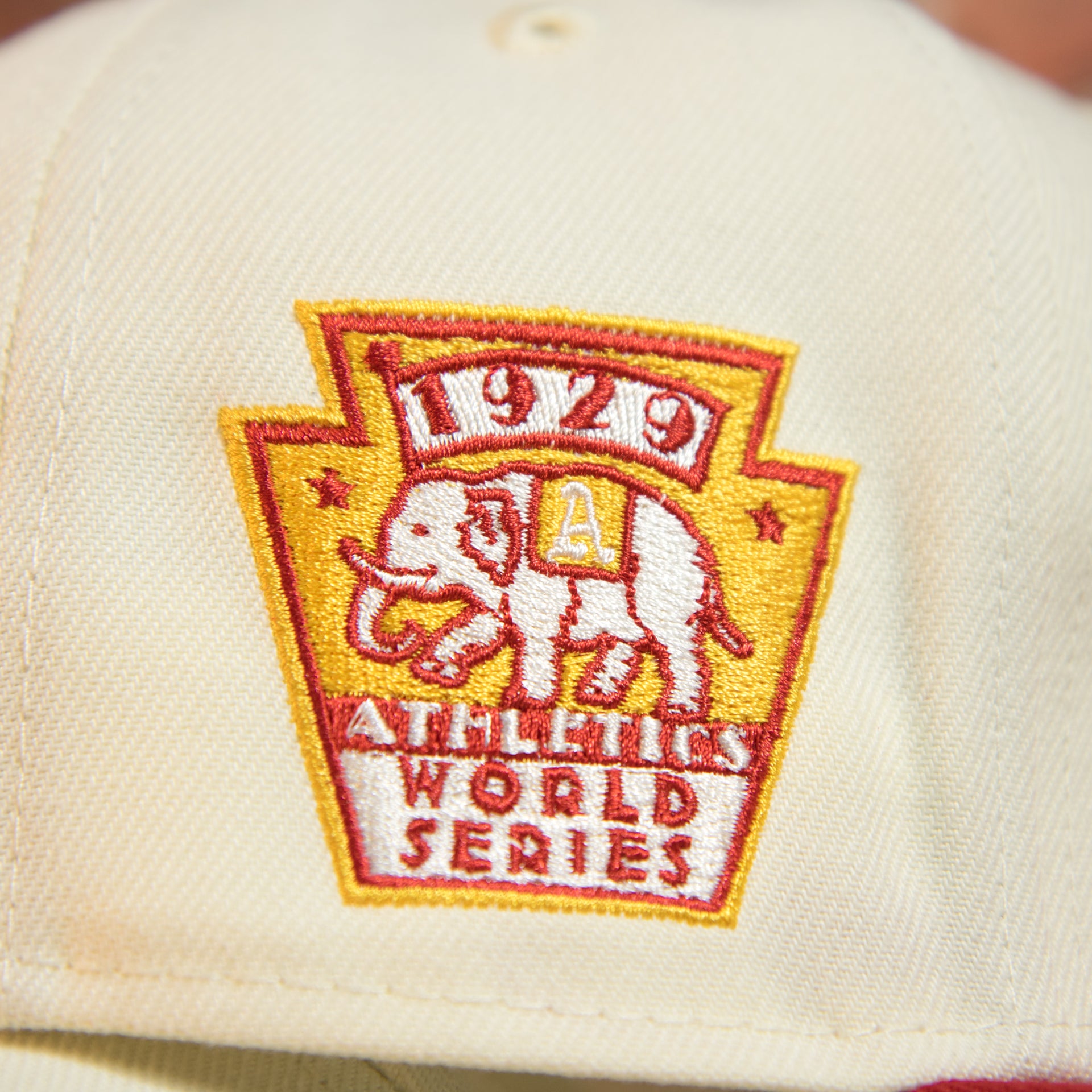 1929 world series side patch on the Philadelphia Athletics Cooperstown 1929 World Series Side Patch Yellow UV 59Fifty Fitted Cap | Chrome/Red | CheeseSteak Pack nohiosafariclub Exclusive