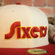 sixers city edition logo on the Philadelphia 76ers Retro Spectrum Side Patch Yellow UV 59Fifty Fitted Cap | Chrome/Red | CheeseSteak Pack nohiosafariclub Exclusive