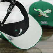 underside of the Philadelphia Eagles Throwback Mesh Back Trucker Hat | Kelly Green Trucker Hat