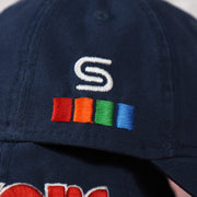 Wearer's right of the Philadelphia 76ers 2022 City Edition Sixers Script Spectrum Side Patch 9Twenty Dad Hat