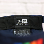 One size fits most label on the Philadelphia 76ers 2022 City Edition Sixers Script Spectrum Side Patch 9Twenty Dad Hat