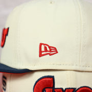 New Era logo on the wearer's left of the Philadelphia 76ers 2022 City Edition Sixers Script Spectrum Side Patch Chrome/Navy 59Fifty Fitted Cap