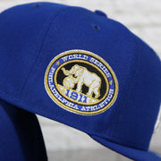 wearers right of the Philadelphia Athletics 1911 World Series Side Patch Pink Bottom Royal 59Fifty Fitted Cap | "The Athletics Pack"