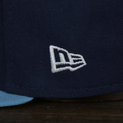 new era logo on the Chicago Cubs MLB City Connect 2021 On-Field 59Fifty Black Bottom Fitted Hat | Navy Blue