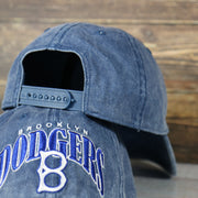 back side of the Brooklyn Dodgers Throwback Distressed Blue Dad Hat | Blue Adjustable Baseball Cap
