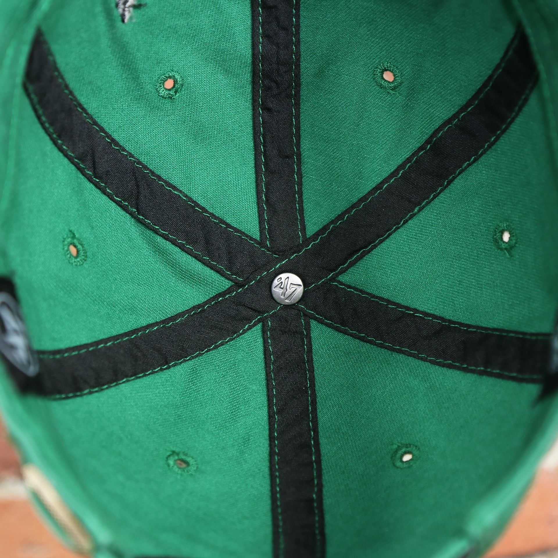 inside taping of the Philadelphia Eagles Throwback Distressed White Dad Hat Hat | White Adjustable Baseball Cap