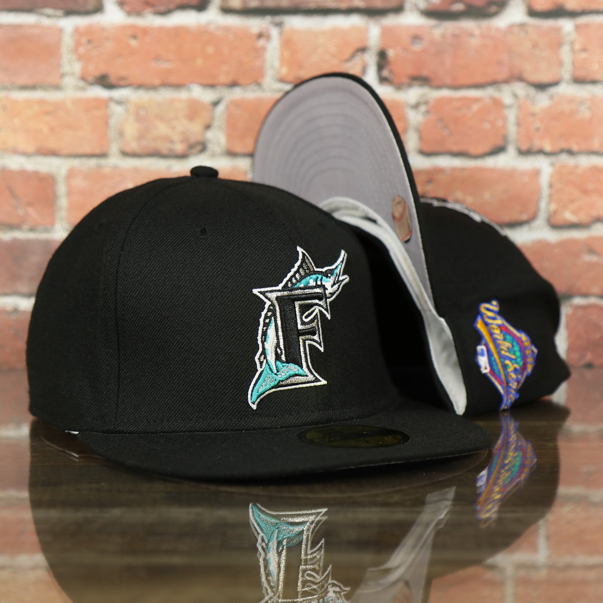 New Era Florida Marlins Fitted Grey Bottom Black Teal (1997