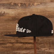 Wearer's left on the New York Yankees Empire State Script Nickname Gray Bottom 59Fifty Fitted Cap