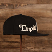 Wearer's right of the New York Yankees Empire State Script Nickname Gray Bottom 59Fifty Fitted Cap