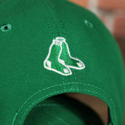 red sox logo on the back of the Boston Red Sox ST. Patrick's Dad  Logo Green Bottom Dad Hat | Green Dad Hat