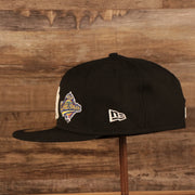 Wearer's left of the New York Yankees 1996 World Series Script Patch Gray Bottom 59Fifty Fitted Cap