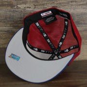 The underside of the Philadelphia Phillies Onfield 2022 Batting Practice 59Fifty Trucker Hat