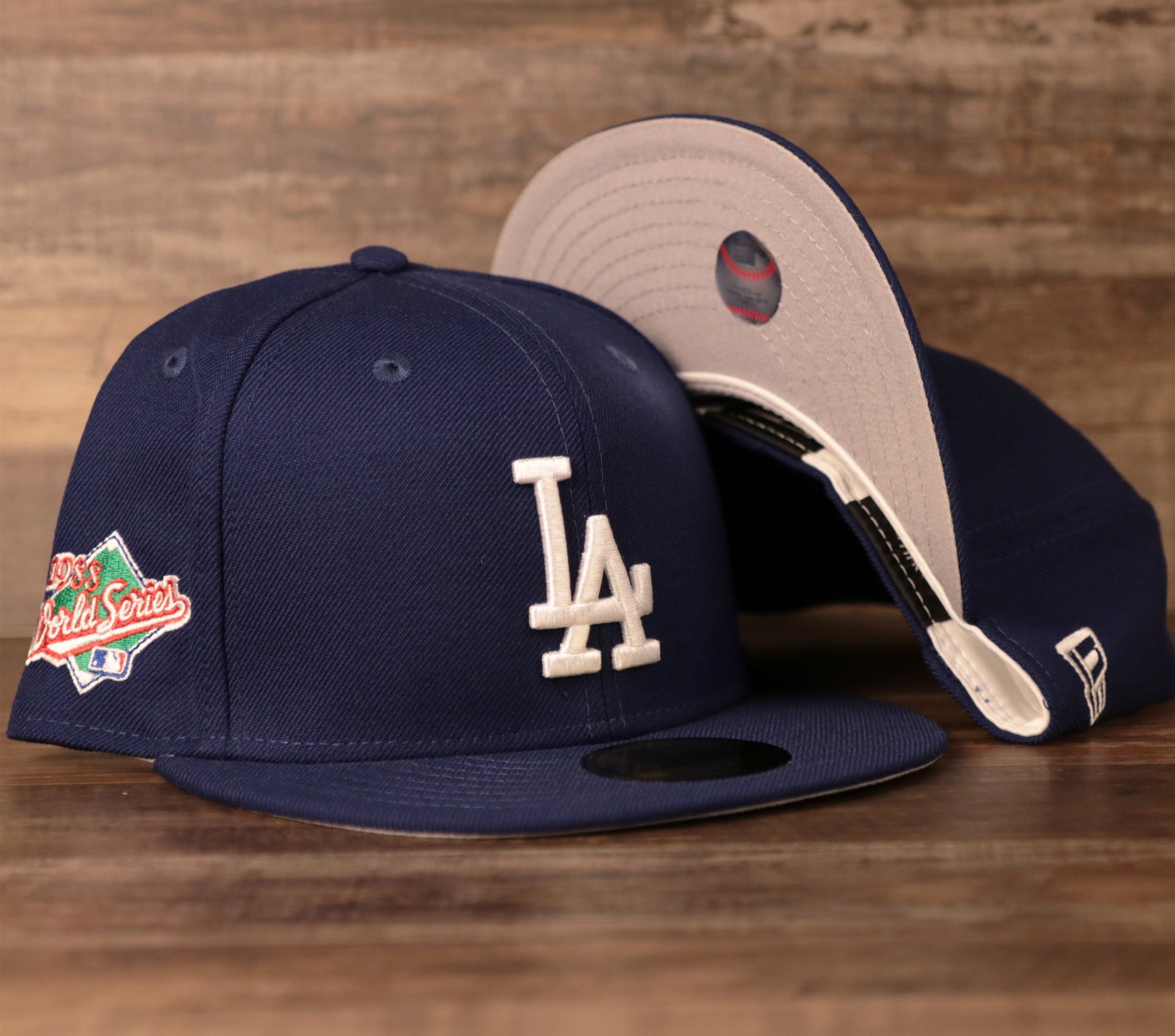 Los Angeles Dodgers 1988 World Series Side Patch Grey Bottom Fitted Cap 