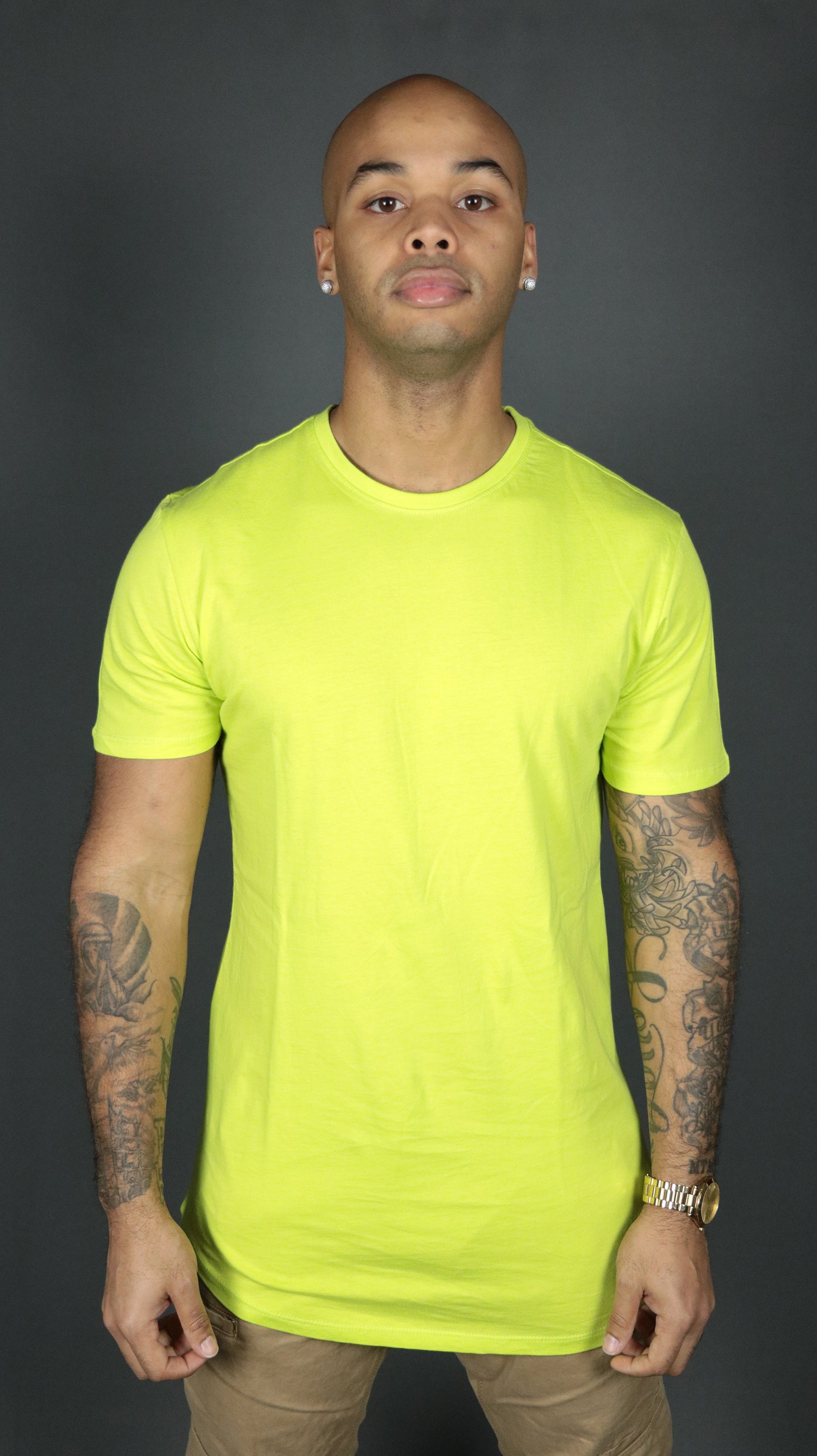 The yellow Jordan Craig longline scoop bottom tshirt for men.