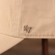 Philadelphia Athletics Royal Blue Logo Retro Cream Dad Hat left side of the cap with '47 Clean Up side patch