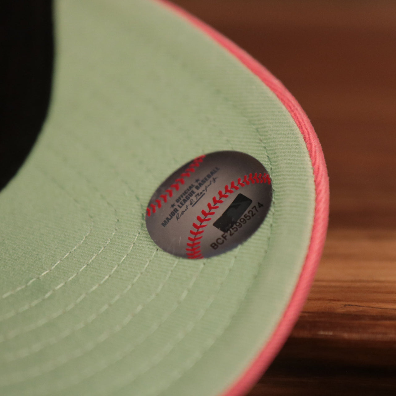 The Official Major League Baseball tag on the Dodgers green bottom dad hat.