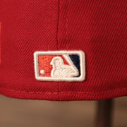 Phillies World Flags Gray Bottom Fitted Cap | Philadelphia Phillies International Flags Red Grey Under Brim Fitted Cap the MLB logo on the back if this cap is the classic MLB colors