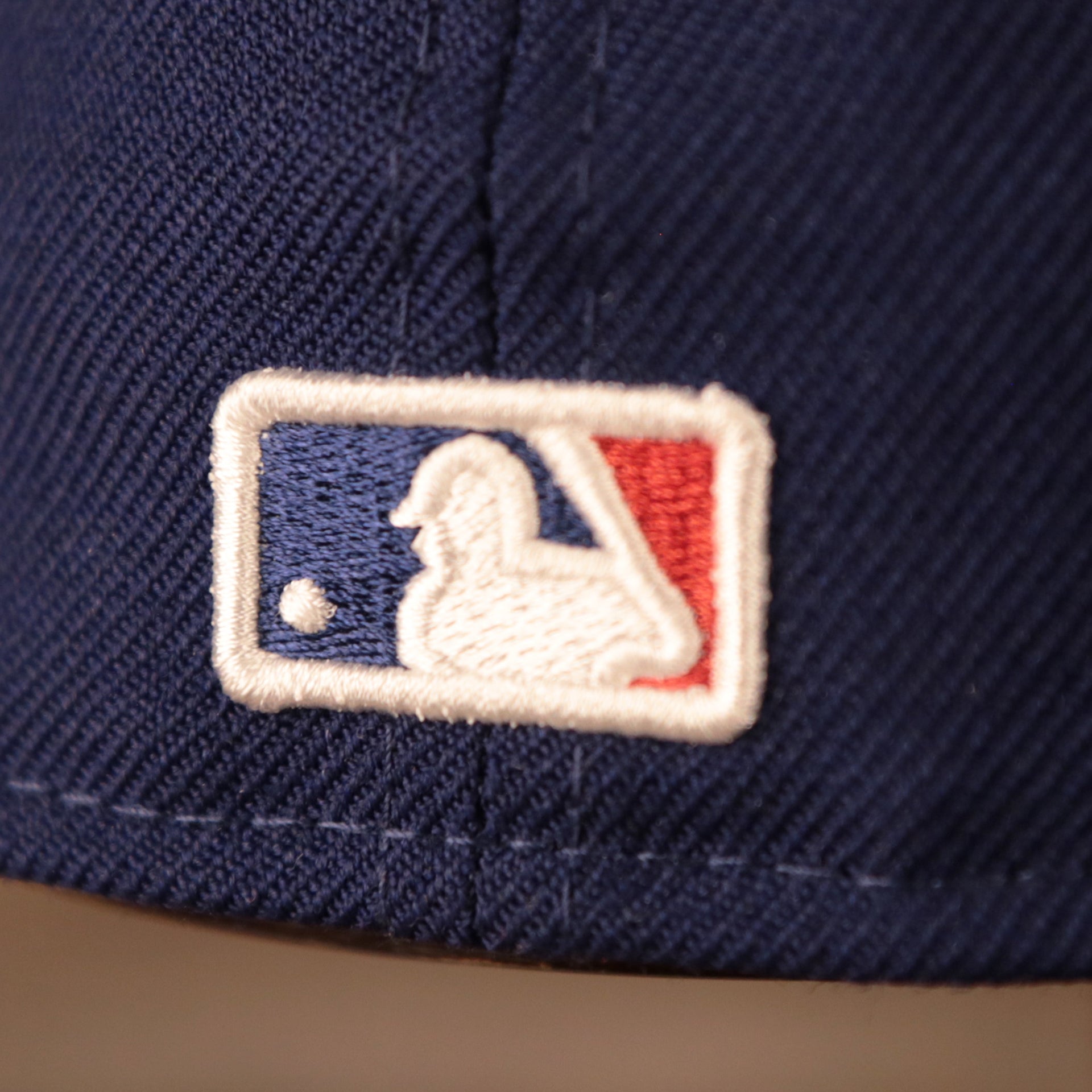 Dodgers Grey Bottom Fitted Cap | Los Angeles Dodgers 1998 World Series Patch Gray Underbrim Fitted Hat the mlb logo is embroidered in white red and blue