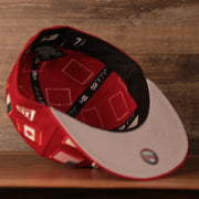 Phillies World Flags Gray Bottom Fitted Cap | Philadelphia Phillies International Flags Red Grey Under Brim Fitted Cap the underbirm of this phillies World cap is grey