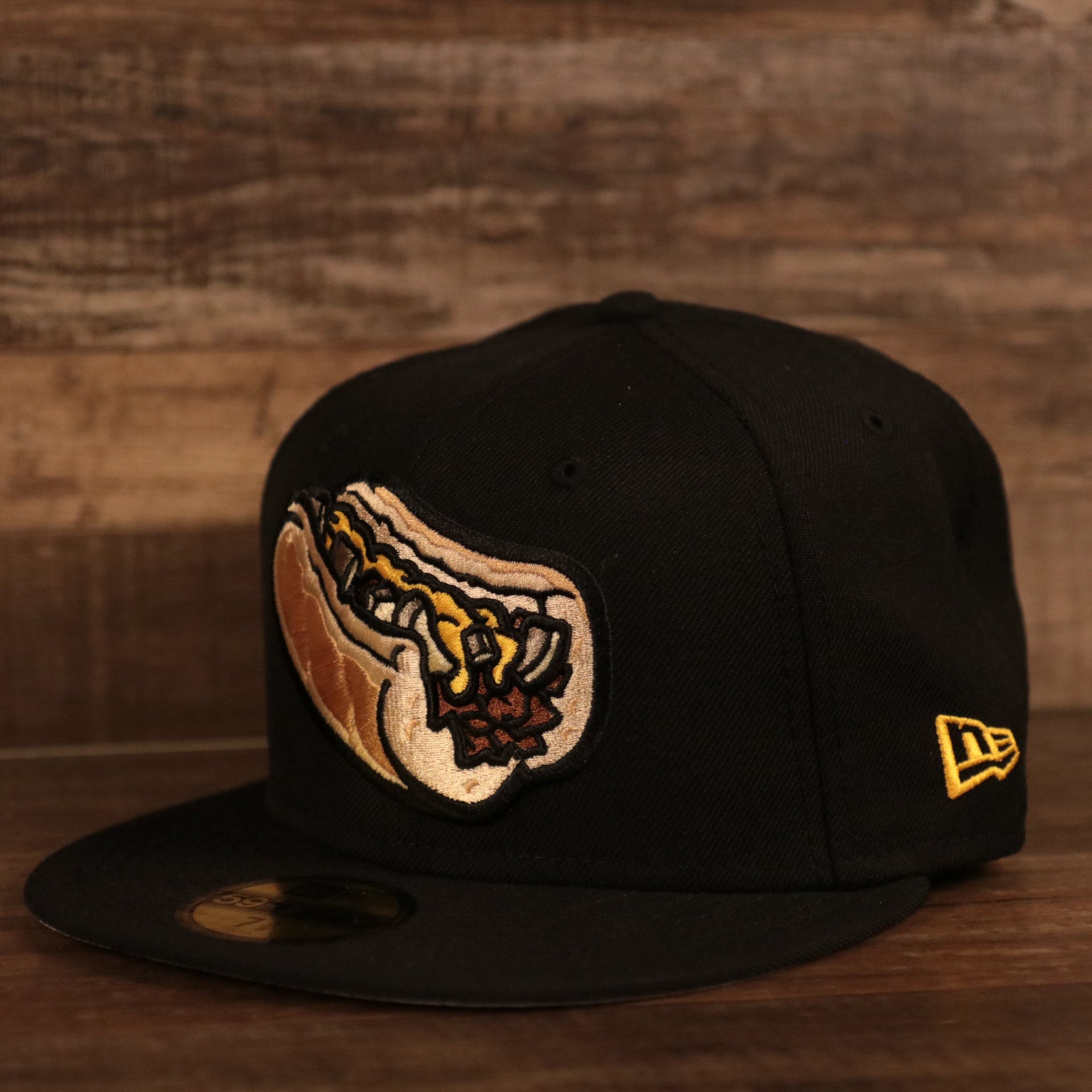 The gray underbrim fitted Philly Cheesesteak with onions black New Era fitted hat.