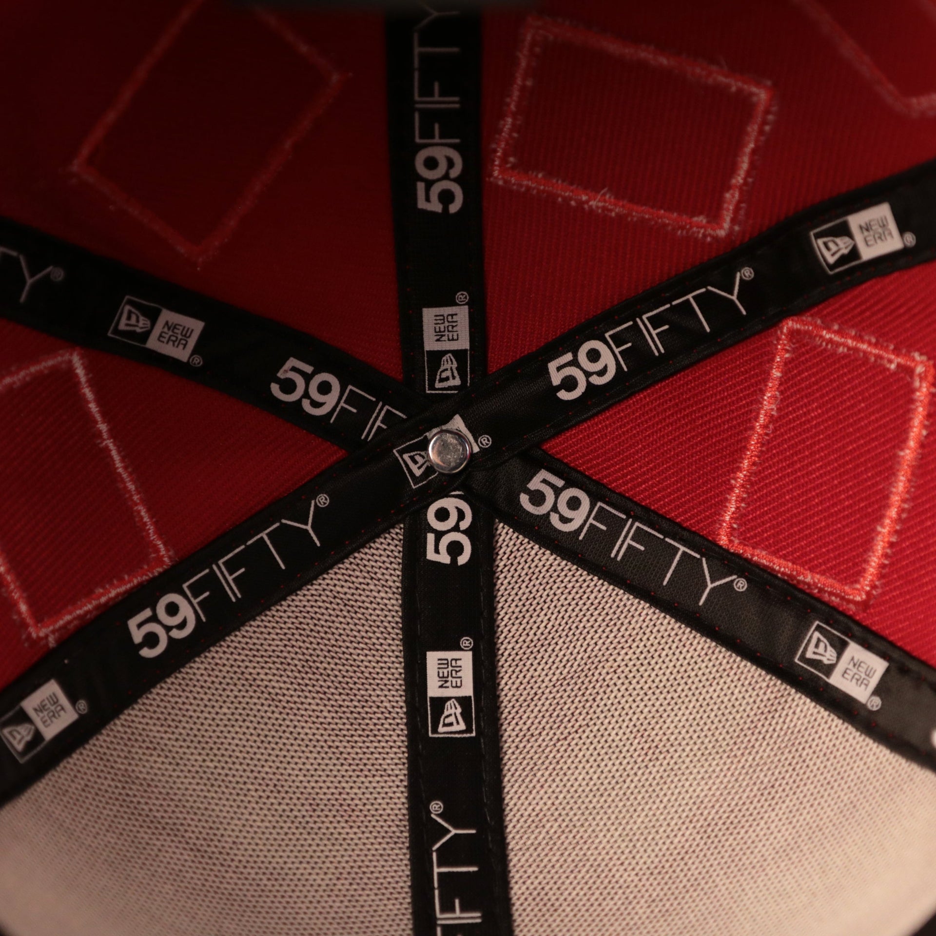 Phillies World Flags Gray Bottom Fitted Cap | Philadelphia Phillies International Flags Red Grey Under Brim Fitted Cap the inside of the crown on this phillies cap has black taping