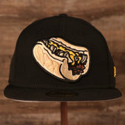 A front look of the Philly Cheesestek with onions black fitted cap.