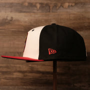 The right side of the black hispanic heritage fitted caps with the black bottom.