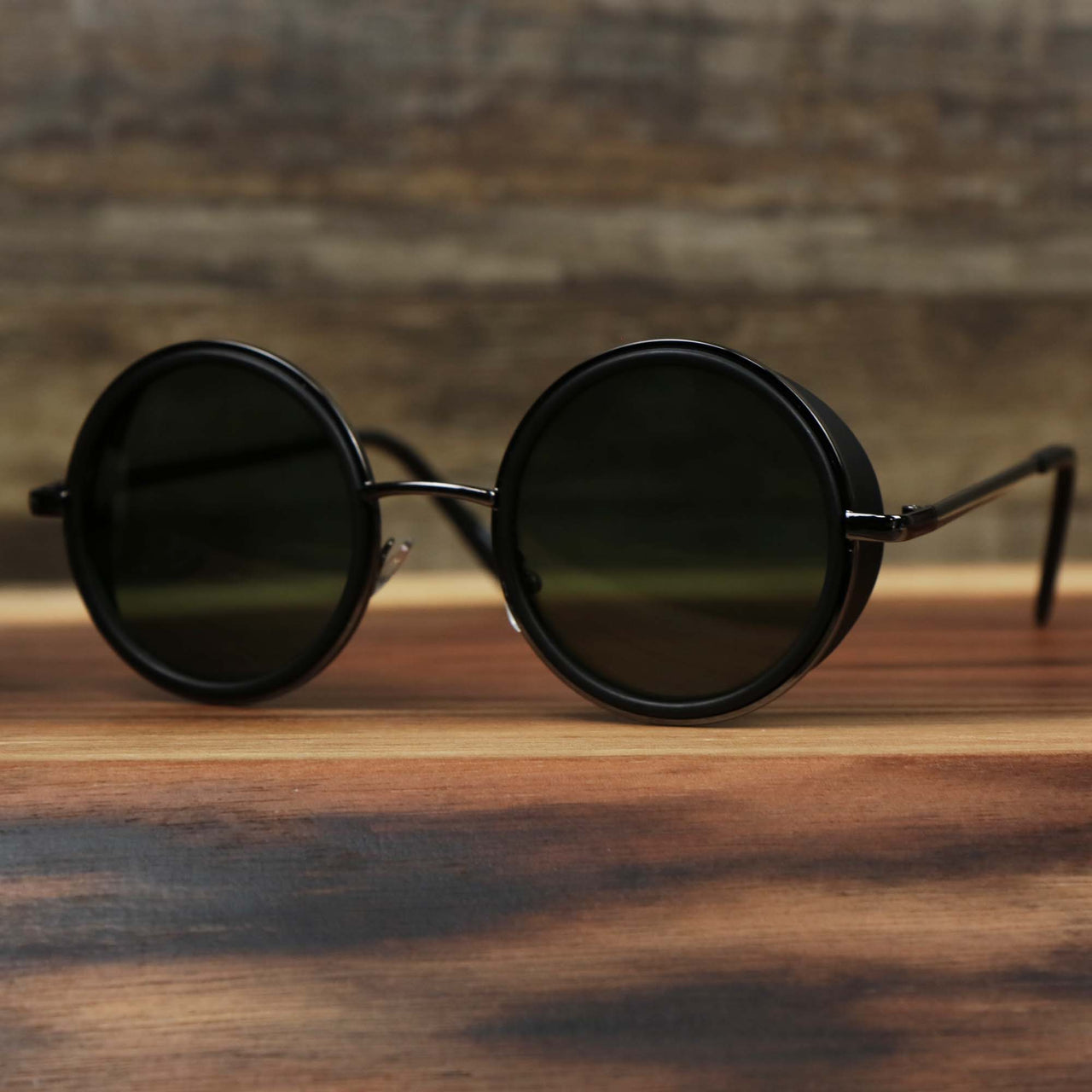 The Circle Frame Black Lens Sunglasses with Black Frame