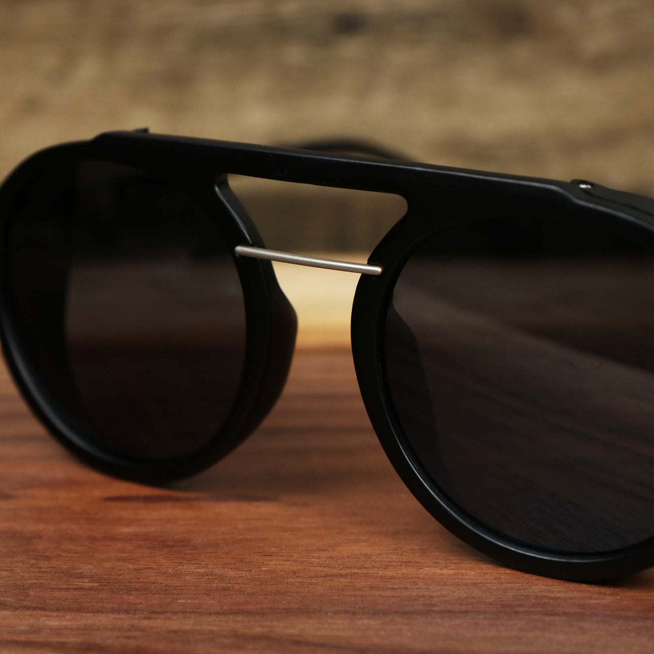 The bridge on the Steampunk Frames Black Lens Sunglasses with Black Frame