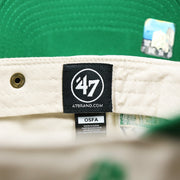 The 47 Brand Tag on the Throwback New York Jets Embroidered 1963 Jets Logo NFL Jets Side Patch Dad Hat | Bone Dad Hat