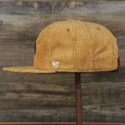 The wearer's left on the Corduroy Philadelphia Phillies Cooperstown Snapback | 47 Brand Khaki