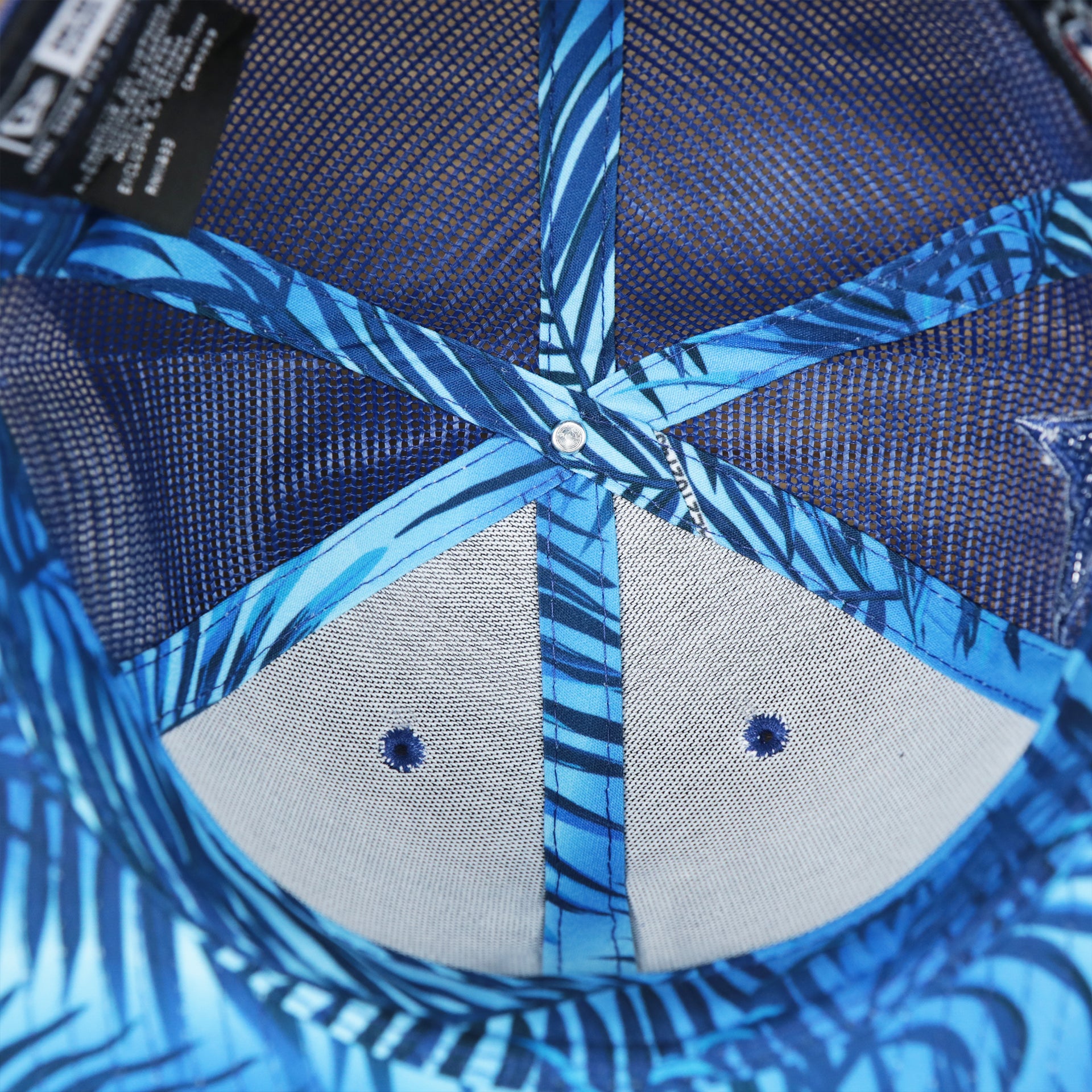 The Inside of the Los Angeles Dodgers Metallic All Star Game MLB 2022 Side Patch 9Fifty Mesh Snapback | ASG 2022 Royal Blue Trucker Hat