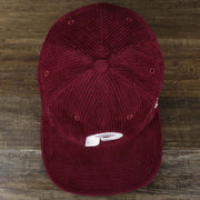 An overhead view of the Corduroy Philadelphia Phillies Cooperstown Snapback | 47 Brand Dark Maroon
