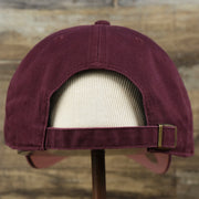 The backside of the Cooperstown Philadelphia Phillies Vintage 1910s Phillies Logo Dad Hat | Dark Maroon Dad Hat