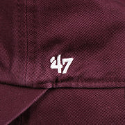 The 47 Brand Logo on the Cooperstown Philadelphia Phillies Vintage 1910s Phillies Logo Dad Hat | Dark Maroon Dad Hat