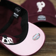 The Pink Undervisor on the Cooperstown Philadelphia Phillies Vintage 1910s Phillies Logo Dad Hat | Dark Maroon Dad Hat