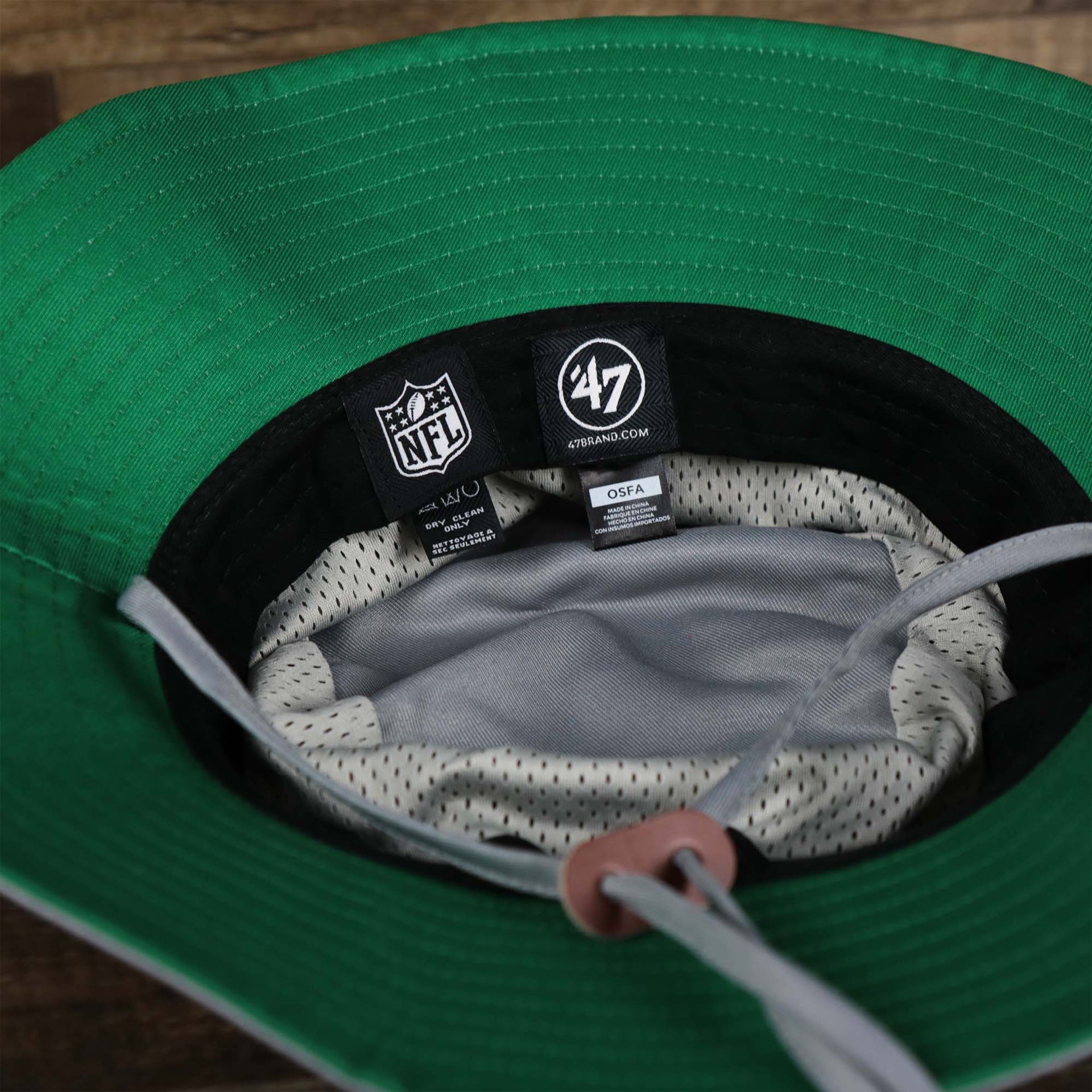 The undervisor of the Throwback Philadelphia Eagles Panama Pail Bucket Hat | 47 Brand, Gray