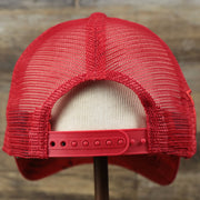 The backside of the Philadelphia Phillies Metallic All Star Game MLB 2022 Side Patch 9Forty Mesh Trucker | ASG 2022 Red Trucker Hat