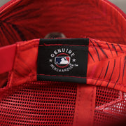 The MLB Merchandise on the Philadelphia Phillies Metallic All Star Game MLB 2022 Side Patch 9Forty Mesh Trucker | ASG 2022 Red Trucker Hat