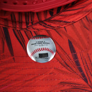 The MLB Sticker on the Philadelphia Phillies Metallic All Star Game MLB 2022 Side Patch 9Forty Mesh Trucker | ASG 2022 Red Trucker Hat