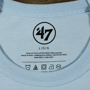 47 brand logo on the Philadelphia Phillies Distressed Cooperstown Logo Gulf Blue Premium Franklin T-Shirt