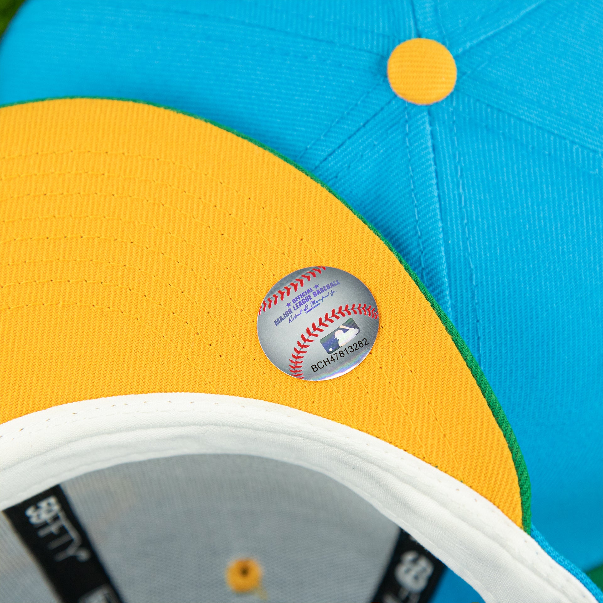 Yellow under visor of the Philadelphia Phillies Cooperstown "Ice Cream Pack" 1952 All Star Game Side Patch 59Fifty Fitted Cap | Cap Swag Exclusive