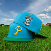 Front and wearer's right of the Philadelphia Phillies Cooperstown "Ice Cream Pack" 1952 All Star Game Side Patch 59Fifty Fitted Cap | Cap Swag Exclusive