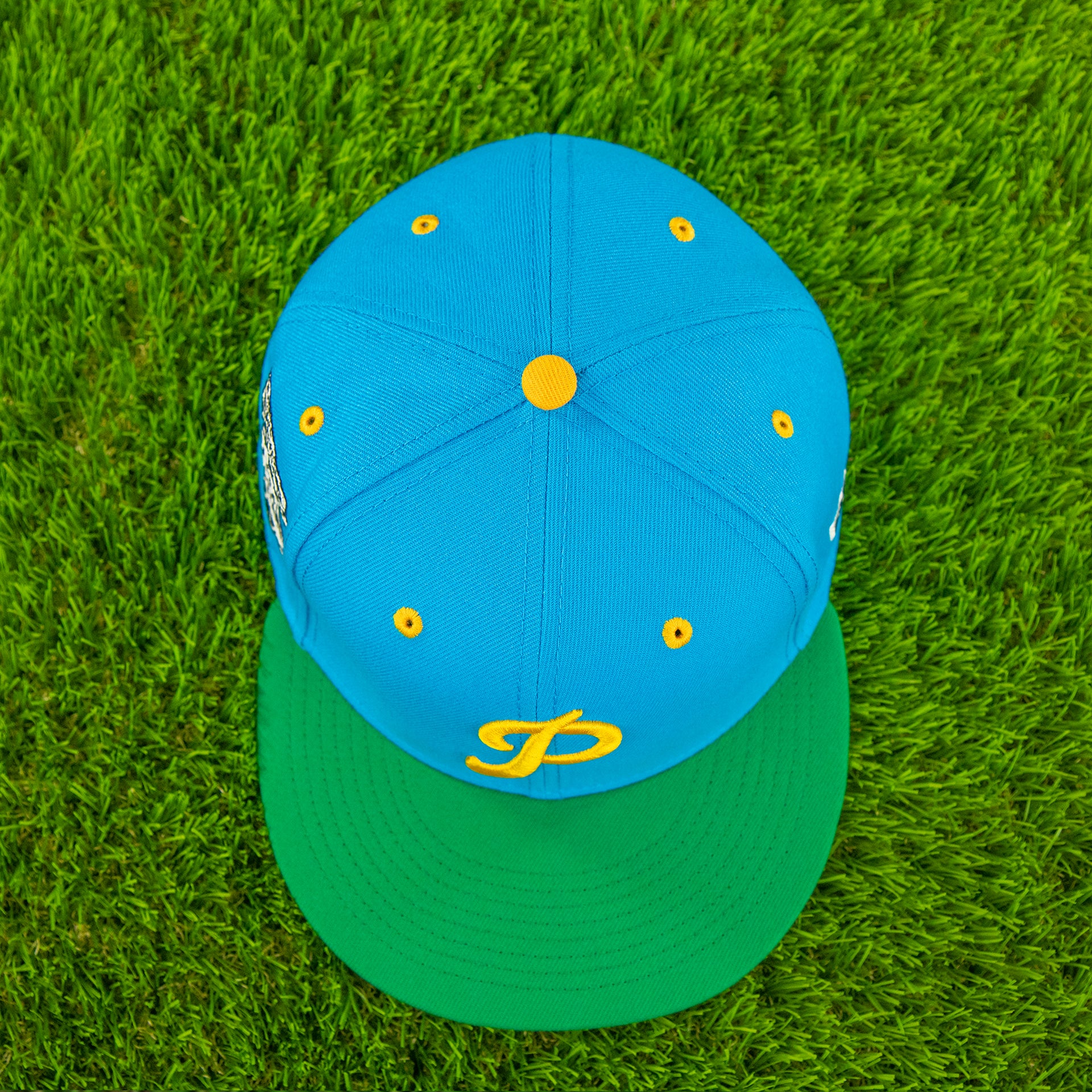 Top down view of the Philadelphia Phillies Cooperstown "Ice Cream Pack" 1952 All Star Game Side Patch 59Fifty Fitted Cap | Cap Swag Exclusive
