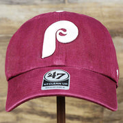 The front of the Cooperstown Philadelphia Phillies White Cooperstown Logo Dad Hat | Cardinal Dad Hat