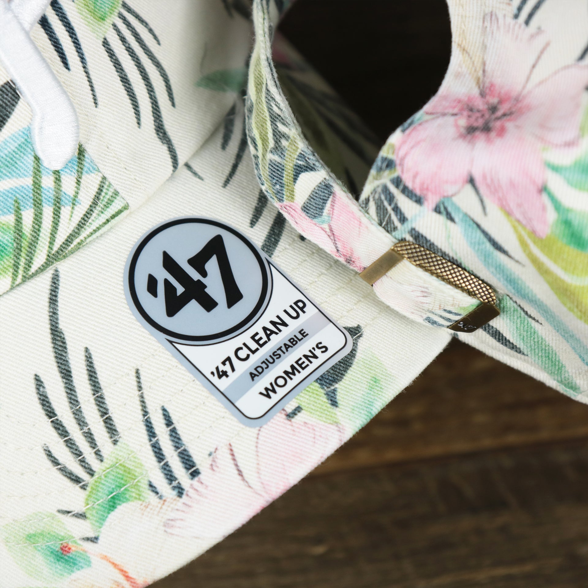 The 47 Brand Women's Sticker on the Women’s Philadelphia Phillies Floral Print Gray Bottom Dad Hat | White Dad Hat