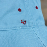 The 47 Brand logo on the Cooperstown Philadelphia Phillies Vintage 80s Bucket Hat | 47 Brand, Light Blue
