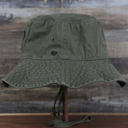 The wearer's left on the Philadelphia Phillies Bucket Hat | 47 Brand, Sandalwood