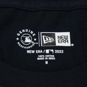 The New Era Tag on the Philadelphia Phillies 2022 4th of July Stars and Stripes T-Shirt | New Era Navy