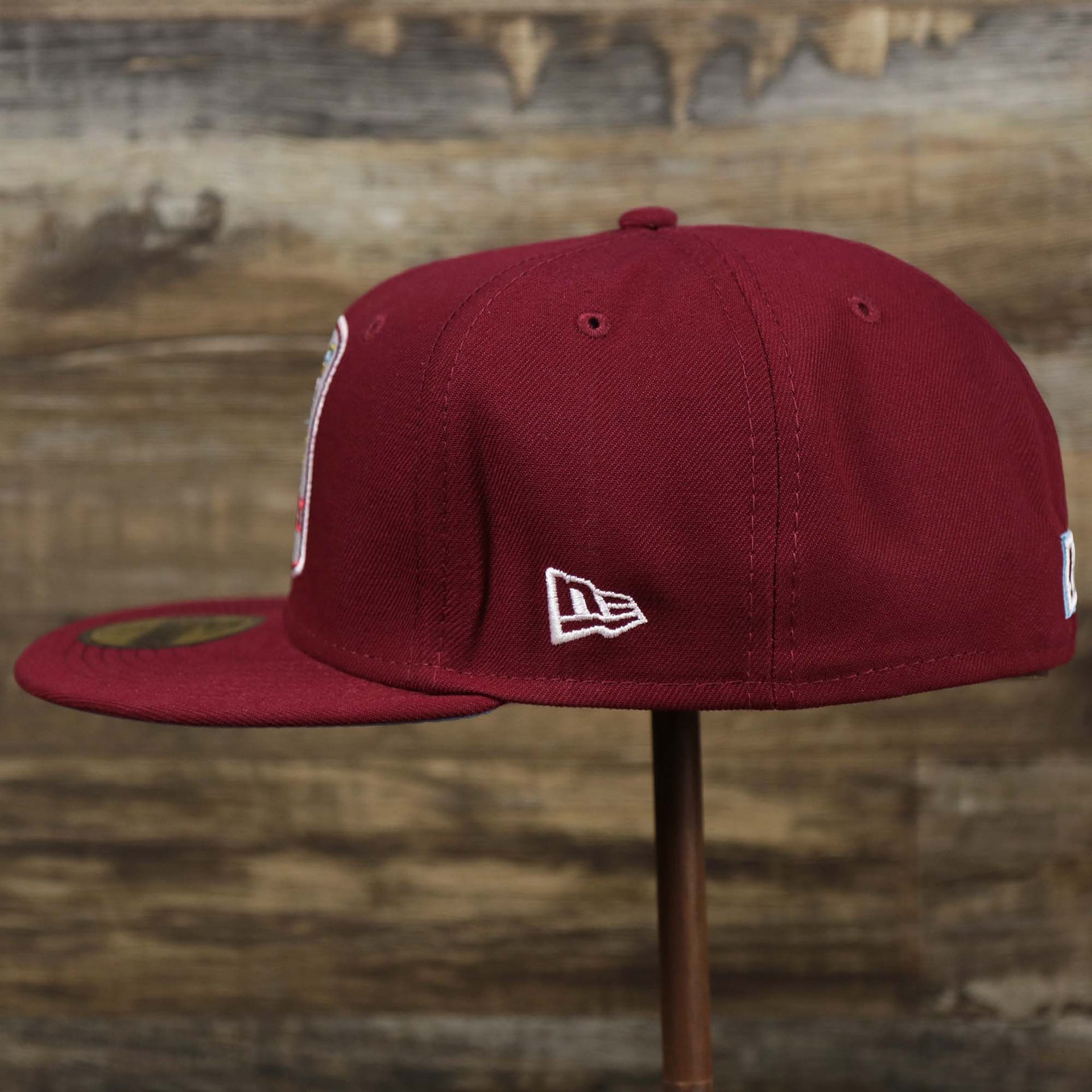 The wearer's left of the Philadelphia Quakers Cooperstown 1980 World Series Retro Philadelphia Phillies 59Fifty Fitted Cap | New Era Cardinal